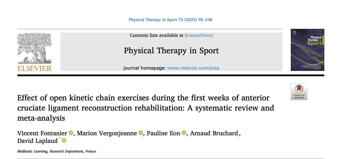 mbianchi_physio's tweet image. OKC exercises may offer benefits in early ACLR rehab, despite the low-quality studies no adverse effects were reported. Caution is needed as performing them too soon post-surgery could increase knee laxity. Timing and progression matter for safe recovery!