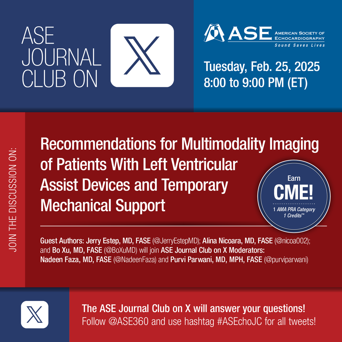 Nadeen N. Faza, M.D. (@nadeenfaza) on Twitter photo #EchoFirst enthusiasts 💥! Join us on Tuesday Feb 25 at 8 PM ET for our ASE Journal Club on X (#ASEchoJC) featuring the updated <a href="/ASE360/">American Society of Echocardiography</a> guidelines on MMI imaging in patients with #LVAD & temporary mechanical support! Excited to discuss this important document with guest authors #EchoFirst enthusiasts 💥! Join us on Tuesday Feb 25 at 8 PM ET for our ASE Journal Club on X (#ASEchoJC) featuring the updated <a href="/ASE360/">American Society of Echocardiography</a> guidelines on MMI imaging in patients with #LVAD & temporary mechanical support! Excited to discuss this important document with guest authors