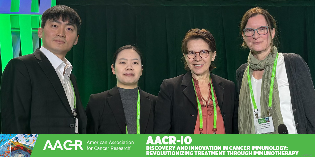 Aram Lyu, Peiqi Ou, Helen Rizos, and Annette Paschen discuss "Cancer Immune Evasion" in a symposium at the AACR IO Conference on Discovery and Innovation in Cancer Immunology. #AACRIO25 <a href="/HelenRizos/">Helen Rizos</a> <a href="/AramLyu/">Aram Lyu</a>