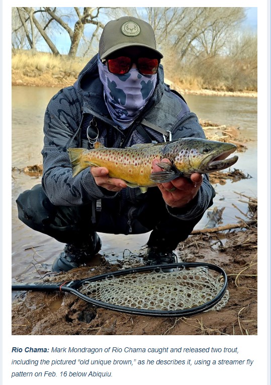 USACE_ABQ's tweet photo. Congratulations to Mark Mondragon who caught & released two #trout on the #RioChama below #AbiquiuDam Feb. 16, 2025! It’s a featured #CatchoftheWeek on the @NMDGF website this week: https://t.co/oDxSDGeFKj #fishing https://t.co/9AU22YqRSu