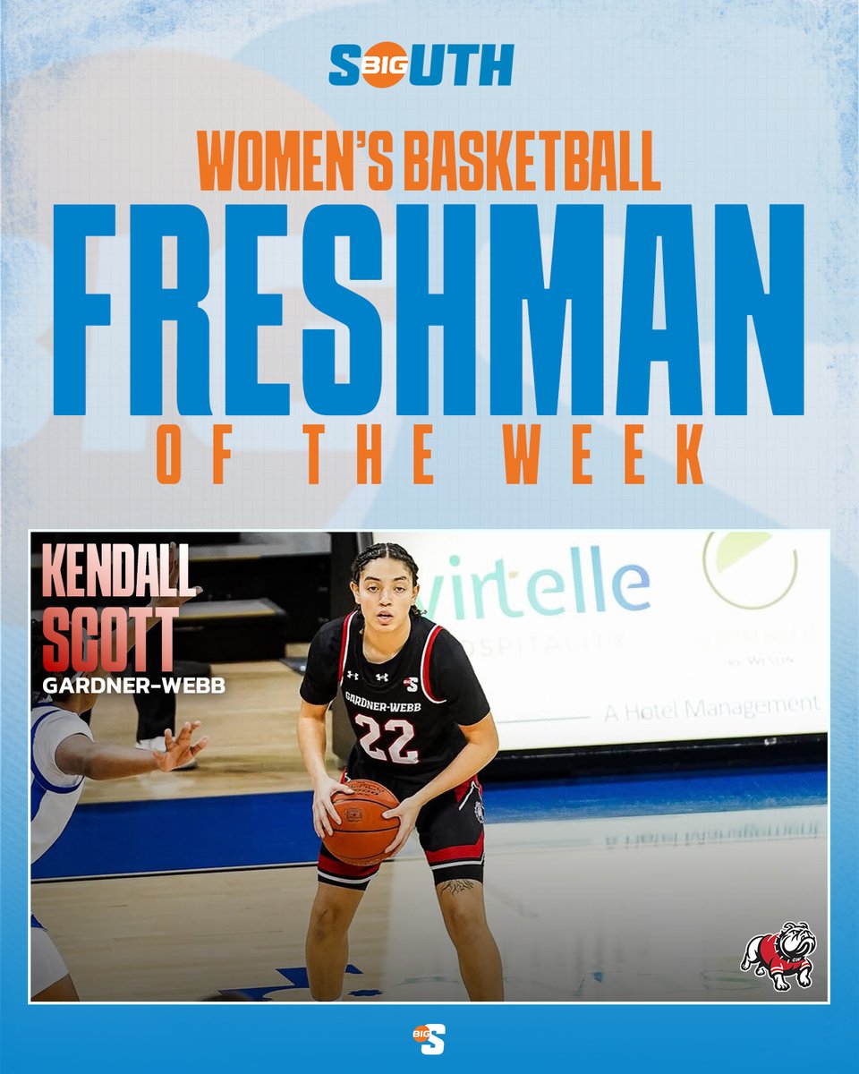Big South Conference (@bigsouthsports) on Twitter photo She averaged 18.0 points and 3.5 rebounds for the Runnin’ Bulldogs, recording back-to-back 18-point performances—a career high💪🔥
<a href="/GWU_MBK/">Gardner-Webb Men's Basketball</a>'s Kendall Scott is the #BigSouthWBB Freshman of the Week! She averaged 18.0 points and 3.5 rebounds for the Runnin’ Bulldogs, recording back-to-back 18-point performances—a career high💪🔥
<a href="/GWU_MBK/">Gardner-Webb Men's Basketball</a>'s Kendall Scott is the #BigSouthWBB Freshman of the Week!