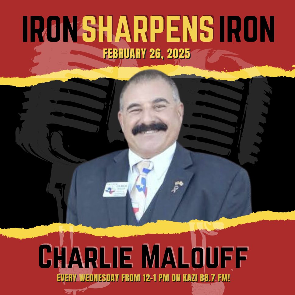 Tune in this Wednesday 2/26 to "Iron Sharpens Iron" radio with your host Latreese Cooke as she speaks with Texas CURE director, Charlie Malouff ! All happening from 12pm-1pm on KAZI 88.7 FM!