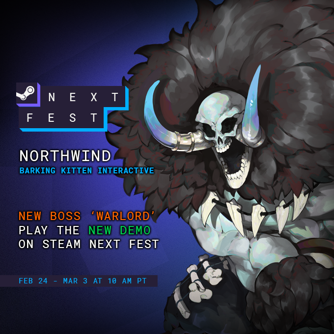 Northwindgame's tweet image. Northwind - a monster-hunting roguelite deckbuilder with card crafting is in #SteamNextFest 
.
Play the demo now!🔥🔥
.
✅ New boss - The Warlord
✅ Animation Speed-Up Feature
✅ Unlockable Hazard Difficulty
✅ Fixed Progression Unlocks
#indiegame #steamdemo #nextfest #gamedev