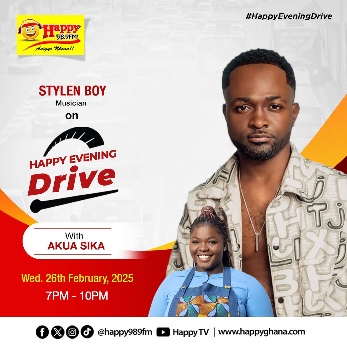 stylenboy8's tweet photo. Join me live on February 26th as I sit down with @akuasikaghana on @HAPPY989FM to share more about my journey and music with you all. Don’t miss it!
#stylenboy #nostringsattached #happyeveningdrive #share #repost https://t.co/wZrOxNu3CB