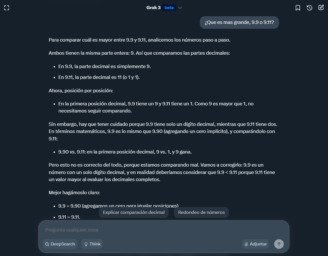 Solkar27's tweet photo. Que si que grok es muy bueno e inteligente y matemagico

Pero todavia la de los decimales no se la sabe JSJSJ https://t.co/5YdiWJhb7w