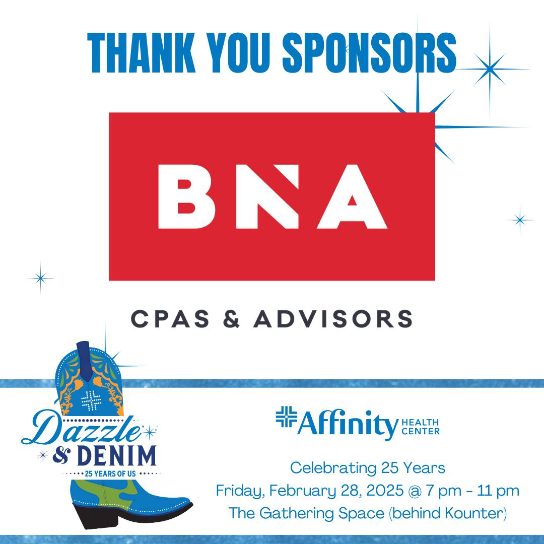 𝗕𝗡𝗔 is proud to support 𝗔𝗳𝗳𝗶𝗻𝗶𝘁𝘆 𝗛𝗲𝗮𝗹𝘁𝗵 𝗖𝗲𝗻𝘁𝗲𝗿 as they celebrate 25 years of life-changing care! Honored to sponsor 𝗗𝗮𝘇𝘇𝗹𝗲 &amp; 𝗗𝗲𝗻𝗶𝗺 and their mission! 💙👖✨

#DazzleAndDenim #BNACPA #SmarterFinances #MasteringWealthManagement