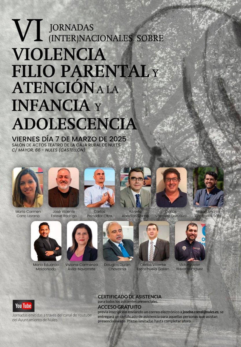 sevifip's tweet photo. 📢 Os  recordamos que el próximo 7 de marzo, se celebran las “VI Jornadas  (Inter)Nacionales sobre Violencia Filio-Parental y Atención a la  Infancia y Adolescencia”. Un evento organizado por el Ayuntamiento de Nules y la  UNED.

🔗 Más información: https://t.co/nW72ORvVkF

#VFP https://t.co/VRlkeVL2RV