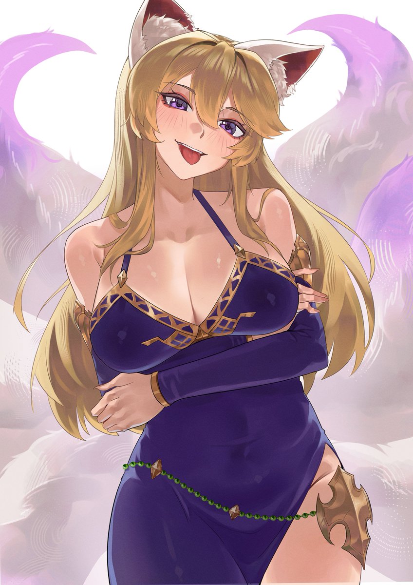 I've gotten so much mileage out of this purple dress design. Isn't it neat?

Outfits aren't something I generally visualize when I write. I honestly wonder what sort of daily fit Sliucha has. (Har har, the answer isn't "she's usually naked, right?" 😝)

Art by <a href="/LeppiB/">furipubi | Commission Open!</a>!