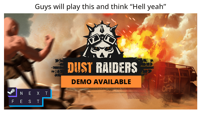 Vixa_Games's tweet photo. #SteamNextFest is up and running which means you can now play Dust Raiders Demo! 

We’d love to hear from you, so feel free to share your thoughts, feedback, or any bugs you encounter (hopefully not too many)

https://t.co/ldzqkzTLB1

Have fun! 🔥🤘😎🤘🔥 https://t.co/MU43iiS5Yd
