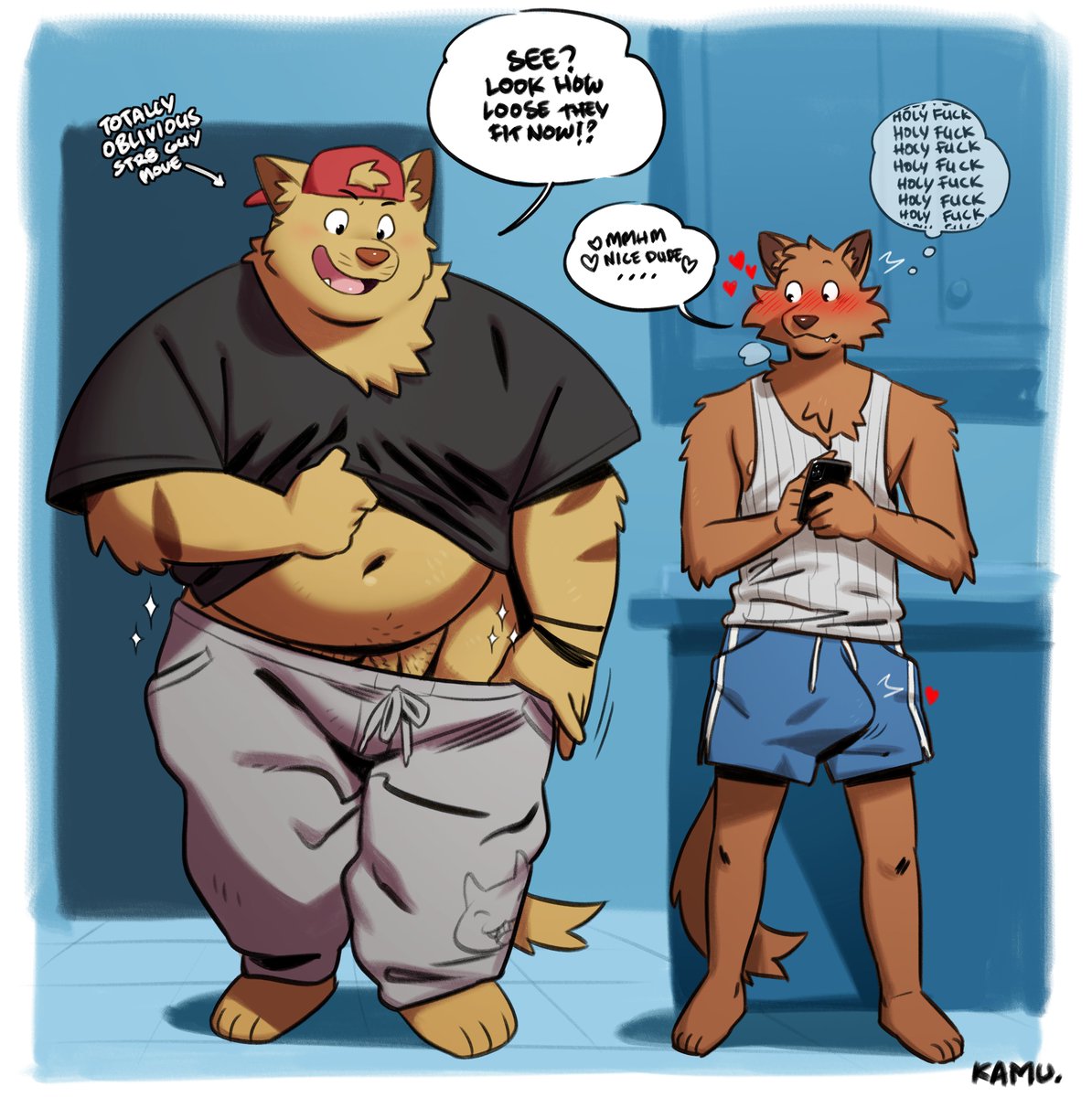 KamuDragon's tweet photo. Swat kats stuff incoming!
🐱🐱💕
Chance just excited about the weight hes lost, not realizing hes just revealed his whole dick lol https://t.co/xm5AhKxSK9