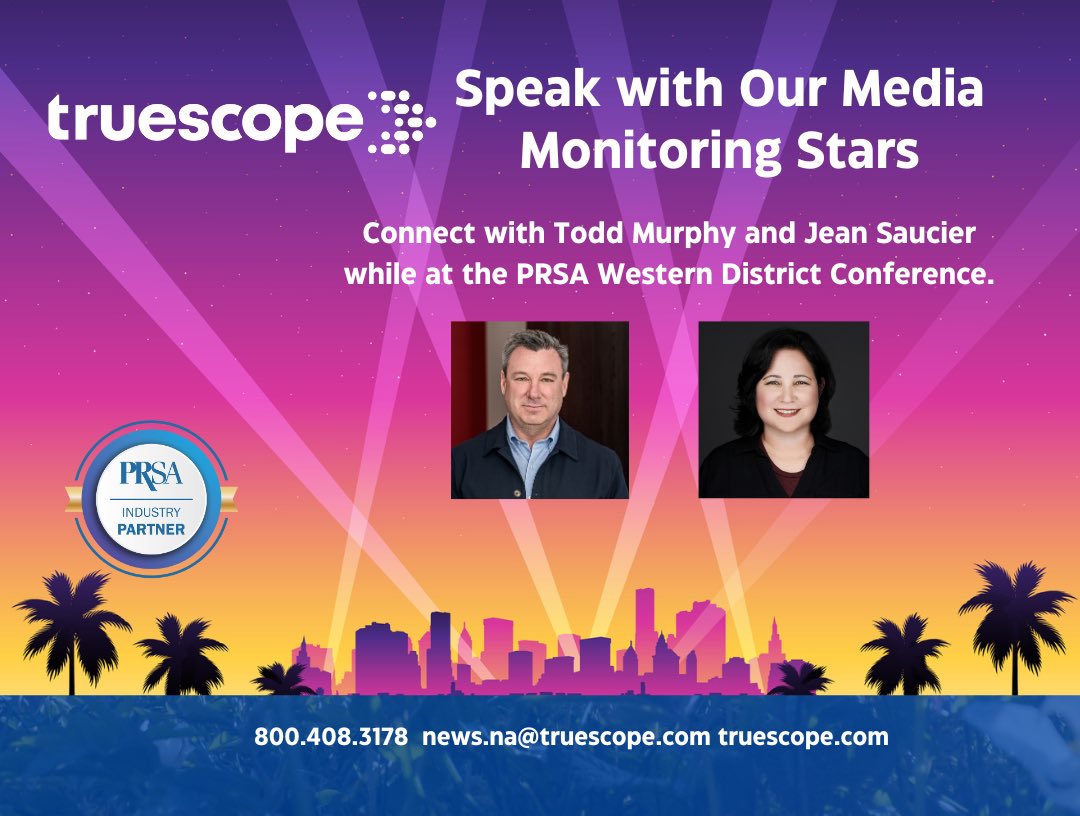 Truescope North America (@truescope_na) on Twitter photo What questions do you have about the media monitoring industry?
Our team is looking forward to our breakfast meet-ups on Tues/Wed at <a href="/PRSAWestDist/">PRSAWesternDistrict</a> Conference. #wdc2025 What questions do you have about the media monitoring industry?
Our team is looking forward to our breakfast meet-ups on Tues/Wed at <a href="/PRSAWestDist/">PRSAWesternDistrict</a> Conference. #wdc2025