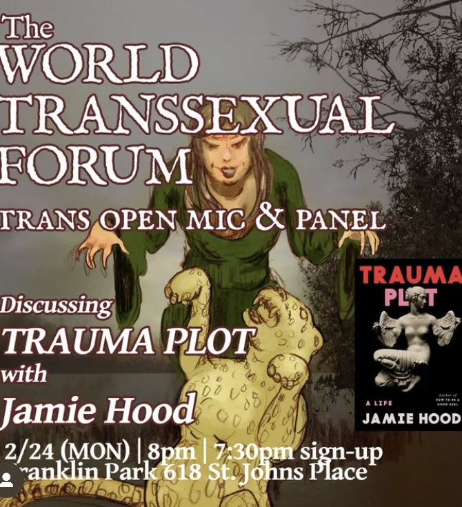 Franklin Park (@franklinparkbk) on Twitter photo TONIGHT, 8PM: Join us for the monthly <a href="/WorldTransForum/">World Transsexual Forum Open Mic</a> open mic & panel, hosted by <a href="/xerxesverdammt/">Anton</a> and <a href="/TruckLesbian/">Jeanne Thornton</a> with guest panelist Jamie Hood! Open mic sign-up at 7:30. #Free #crownheights TONIGHT, 8PM: Join us for the monthly <a href="/WorldTransForum/">World Transsexual Forum Open Mic</a> open mic & panel, hosted by <a href="/xerxesverdammt/">Anton</a> and <a href="/TruckLesbian/">Jeanne Thornton</a> with guest panelist Jamie Hood! Open mic sign-up at 7:30. #Free #crownheights