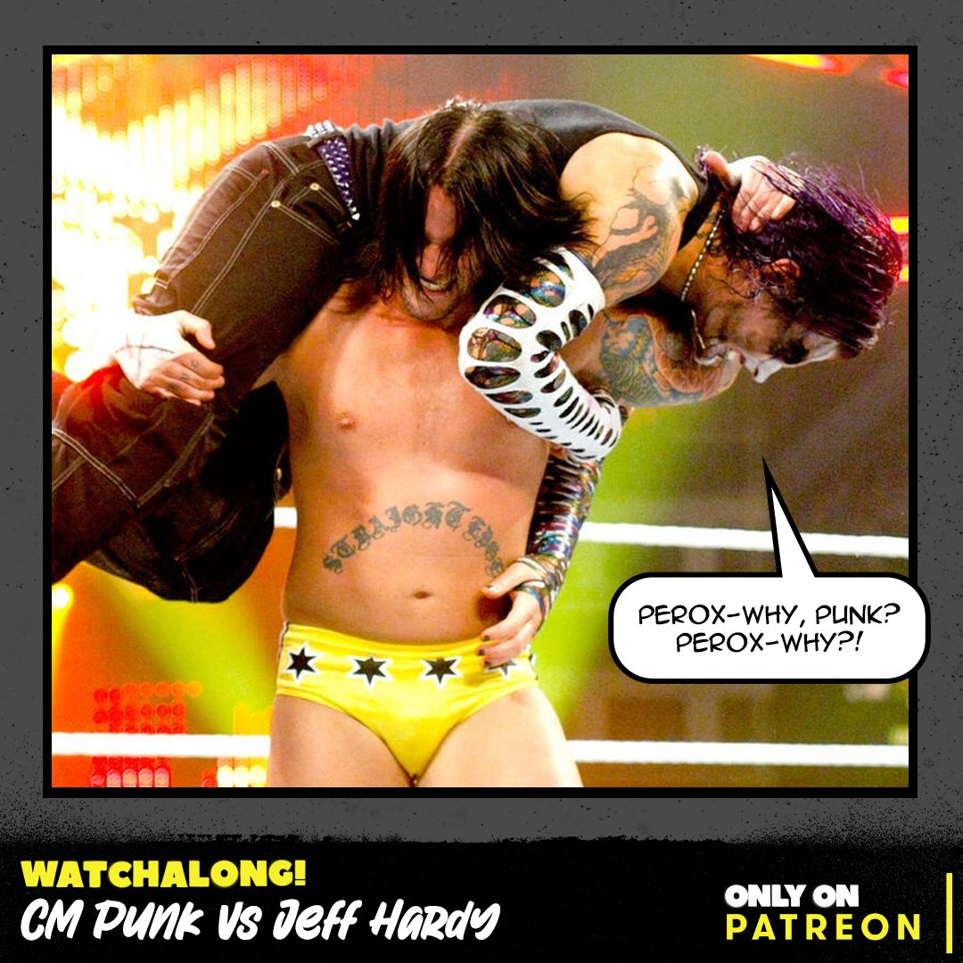 Our #Watchalong series can be found exclusively on our Patreon!

PWP Champ Andrea Beeler has chosen an epic #TLC match for this week's watchalong. #JeffHardy vs #CMPunk for the World Heavyweight Title from #WWE #SummerSlam 2009.

Listen ->> patreon.com/posts/watchalo…

#raw #nxt #aew