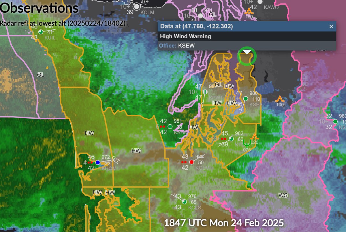 ***HIGH WIND WARNING IN EFFECT*** #wawx #orwx #wind 

Also:
With regards to wind speed forecasts.
As wind speed increases, so does its strength, and it increases exponentially. When u double the wind speed, you quadruple the force of the wind. 

Example:
1) A 50MPH gust is 2x