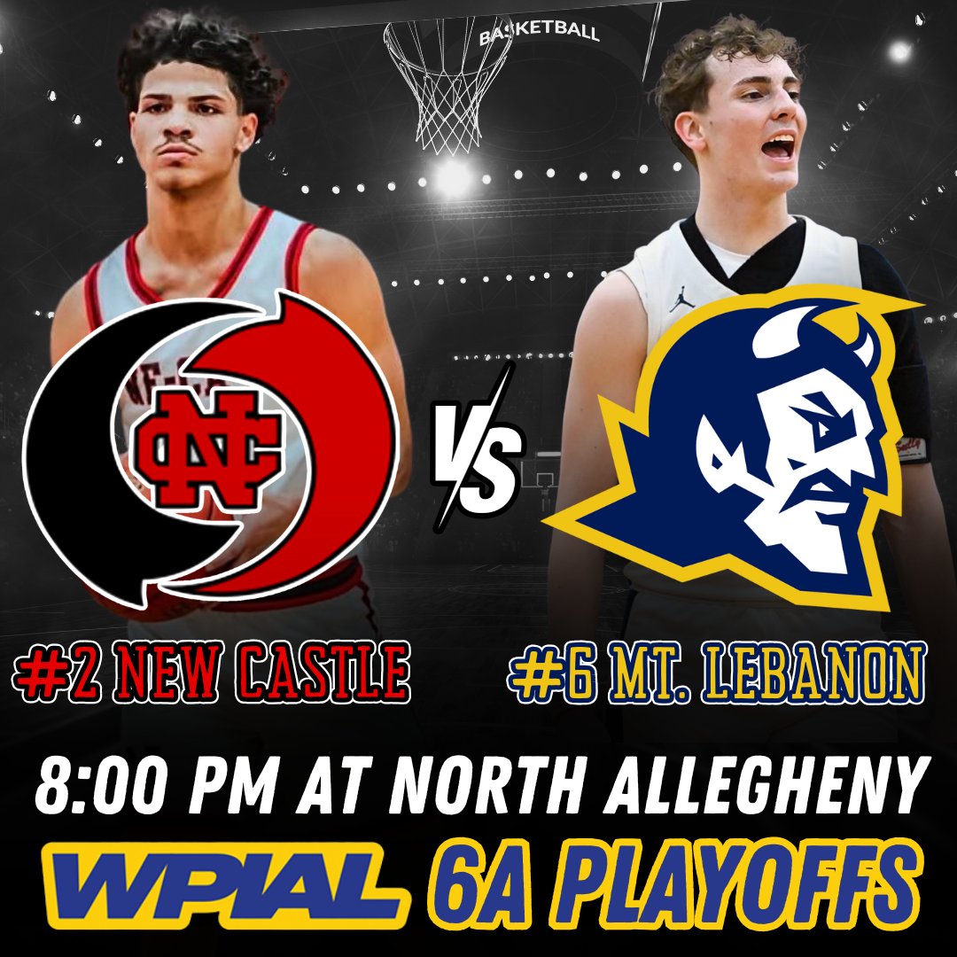 I'll be heading to North Allegheny tonight for a 6A semifinals matchup between New Castle and Mt. Lebanon. Both teams have been on fire lately. This should be a great one.