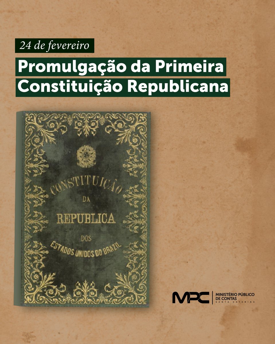 MPC_SC's tweet photo. A 1ª constituição do regime republicano e a 2ª do Brasil foi promulgada há 134 anos 🇧🇷

A Carta de 1891 reafirmou o sistema presidencialista, com mandato de 4 anos e voto direto.

Hoje, seguimos as leis da Constituição de 1988, conhecida como #ConstituiçãoCidadã.

#MPdeContas https://t.co/IXF3kevuy7