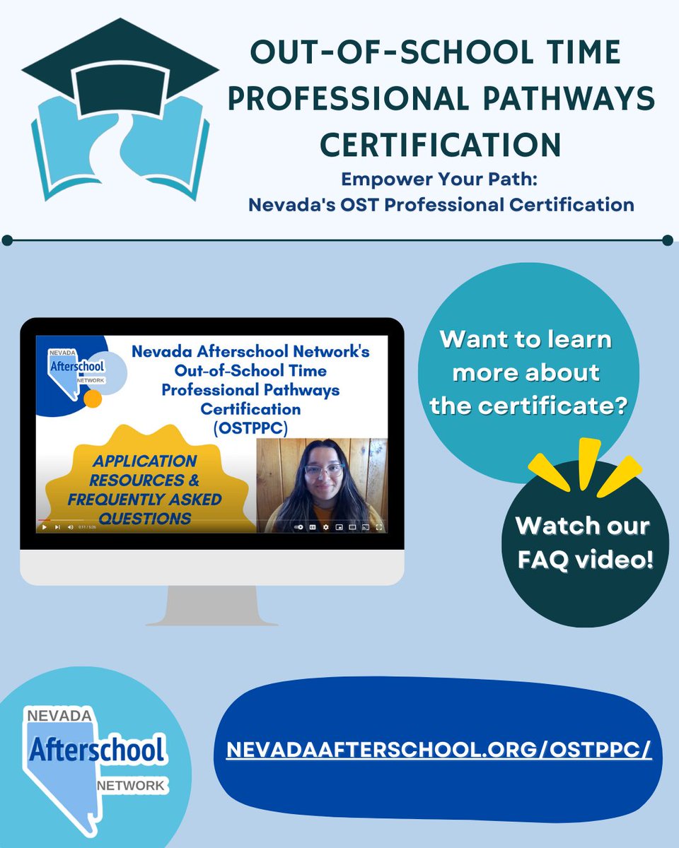 We’ve created helpful videos to guide you through the #OSTPPC application process, eligibility requirements, &amp; tutorials! Don’t miss our FAQ video, it’s packed with valuable information to help you navigate your certification journey. 🎓🙌
Apply today!: nevadaafterschool.org/ostppc/