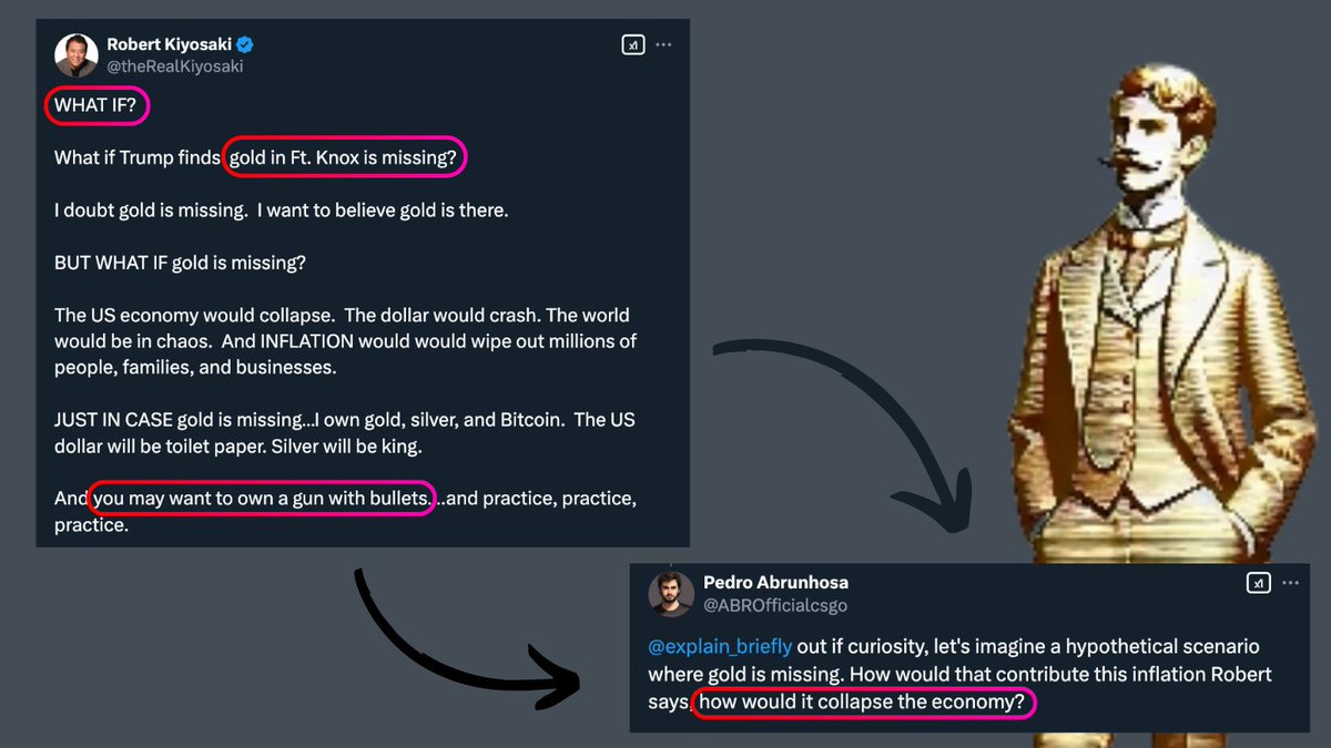 eli5oftldr's tweet image. Lehman Brothers failed at 31:1 leverage ratio, causing the 2008 crash.

America&apos;s leverage ratio to gold is 52:1

If there is no gold in Fort Knox, it increases to 120:1

Why this isn&apos;t a problem:

1/ 🧵