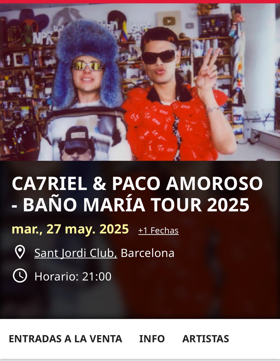 08AH_'s tweet photo. Busco una entrada en bcn para el tour Baño María! Quien sepa del alguien que venda una entrada que me escriba al MD
X haz tu magia. https://t.co/3XX7uN4HkN