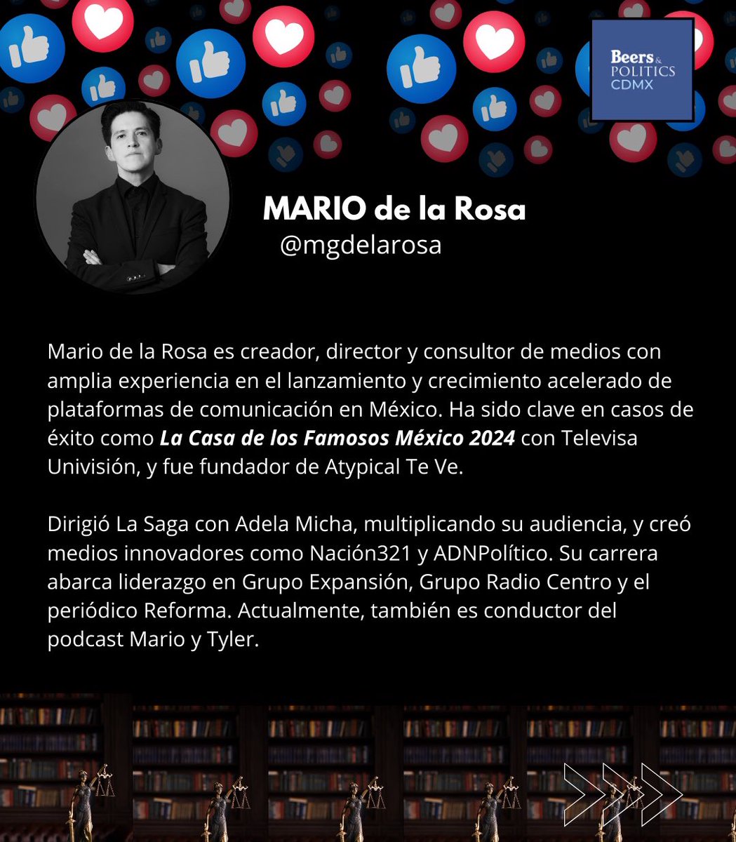 Beers & Politics CDMX (@beerspolitics_) on Twitter photo 🗳️ ¡En esta nueva edición de B&P 🍻 tenemos un panel de lujo para conversar con ustedes !
✨<a href="/PonchoGutz/">Poncho Gutiérrez</a> , <a href="/EstefaniaVeloz/">Estefanía Veloz</a> y <a href="/MariodelaRosa/">Mario de la Rosa</a> debatirán con nosotros sobre el rol que jugarán las redes sociales y los influencers en la 1er elección judicial de la historia de México 🗳️ ¡En esta nueva edición de B&P 🍻 tenemos un panel de lujo para conversar con ustedes !
✨<a href="/PonchoGutz/">Poncho Gutiérrez</a> , <a href="/EstefaniaVeloz/">Estefanía Veloz</a> y <a href="/MariodelaRosa/">Mario de la Rosa</a> debatirán con nosotros sobre el rol que jugarán las redes sociales y los influencers en la 1er elección judicial de la historia de México