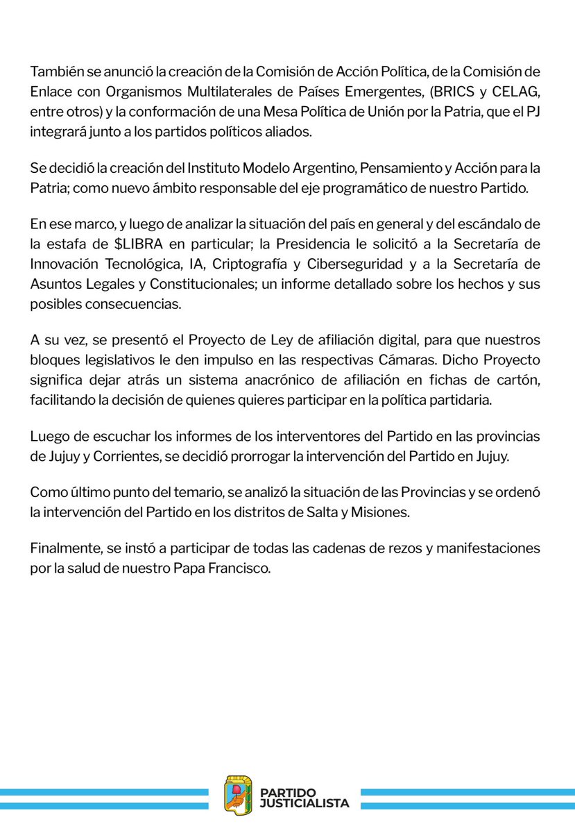 A 79 años del triunfo del General Perón en las elecciones presidenciales de 1946, se realizó la primera reunión del nuevo Consejo Nacional del Partido Justicialista.