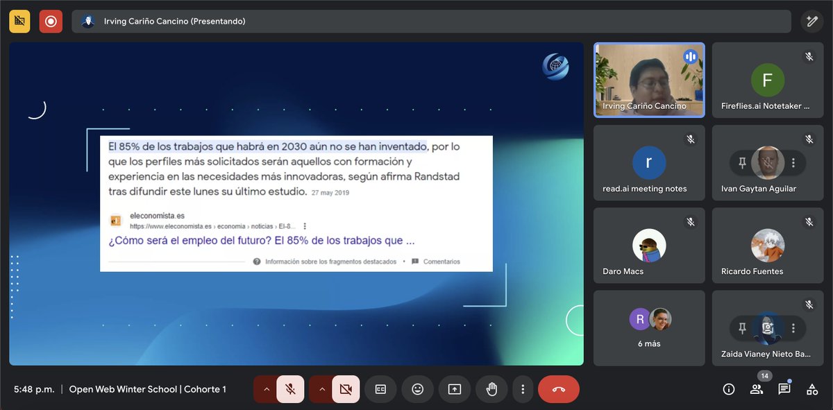 🔥 Segunda sesión de la #OpenWebWinterSchool ✅

Seguimos avanzando, aquí algunas imágenes de lo que vimos hoy. 👇