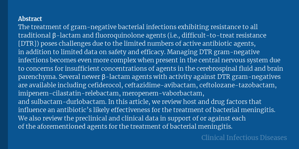 The Effectiveness of Newer Beta-Lactams for the Treatment of Antimicrobial-Resistant Gram-Negative Meningitis

✅ Just Accepted
🔗 bit.ly/3DbmXgb