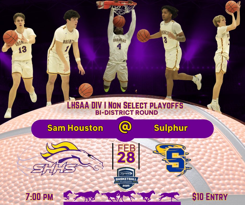 SHHSBroncosBB's tweet photo. The matchup is set! Your Broncos are headed to Sulphur to play the Tors in the first round of the playoffs! The game will be Friday at 7PM at Sulphur High School. 

#GeauxBroncos | #ALLIN https://t.co/ZfcpHcpDnl