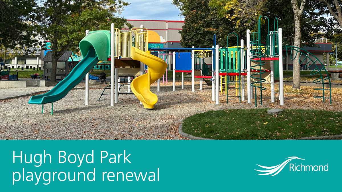 Richmond_BC's tweet photo. 🗣️We're renewing Hugh Boyd Community Park playground &amp; we'd like your input.

➡️Drop by an open house at @WestRichmondCC on Sat, Mar 1 from  9-11am. 

➡️Visit https://t.co/ACWeMKgY7F to get more info &amp; complete a survey by 11:59pm on Sun, Mar 9. #RichmondBC https://t.co/QeclS3g5TM