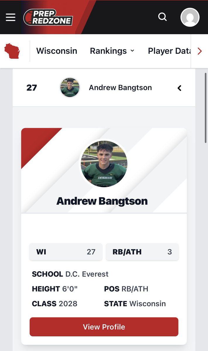 Andrew Bangtson (@abangtson1) on Twitter photo Thanks for the ranking!
#3 RB , #27 Overall in WI 2028
<a href="/MJ_NFLDraft/">Mark Johnson</a> <a href="/PrepRedzoneWI/">Prep Redzone Wisconsin</a> <a href="/PrepRedzone/">Prep Redzone 🏈</a> <a href="/B_Mitch_15/">Braden Mitchell</a> <a href="/On3Recruits/">On3 Recruits</a> <a href="/BadgerFootball/">Wisconsin Football</a> <a href="/DCE_FOOTBALL/">DCEFootball</a> Thanks for the ranking!
#3 RB , #27 Overall in WI 2028
<a href="/MJ_NFLDraft/">Mark Johnson</a> <a href="/PrepRedzoneWI/">Prep Redzone Wisconsin</a> <a href="/PrepRedzone/">Prep Redzone 🏈</a> <a href="/B_Mitch_15/">Braden Mitchell</a> <a href="/On3Recruits/">On3 Recruits</a> <a href="/BadgerFootball/">Wisconsin Football</a> <a href="/DCE_FOOTBALL/">DCEFootball</a>