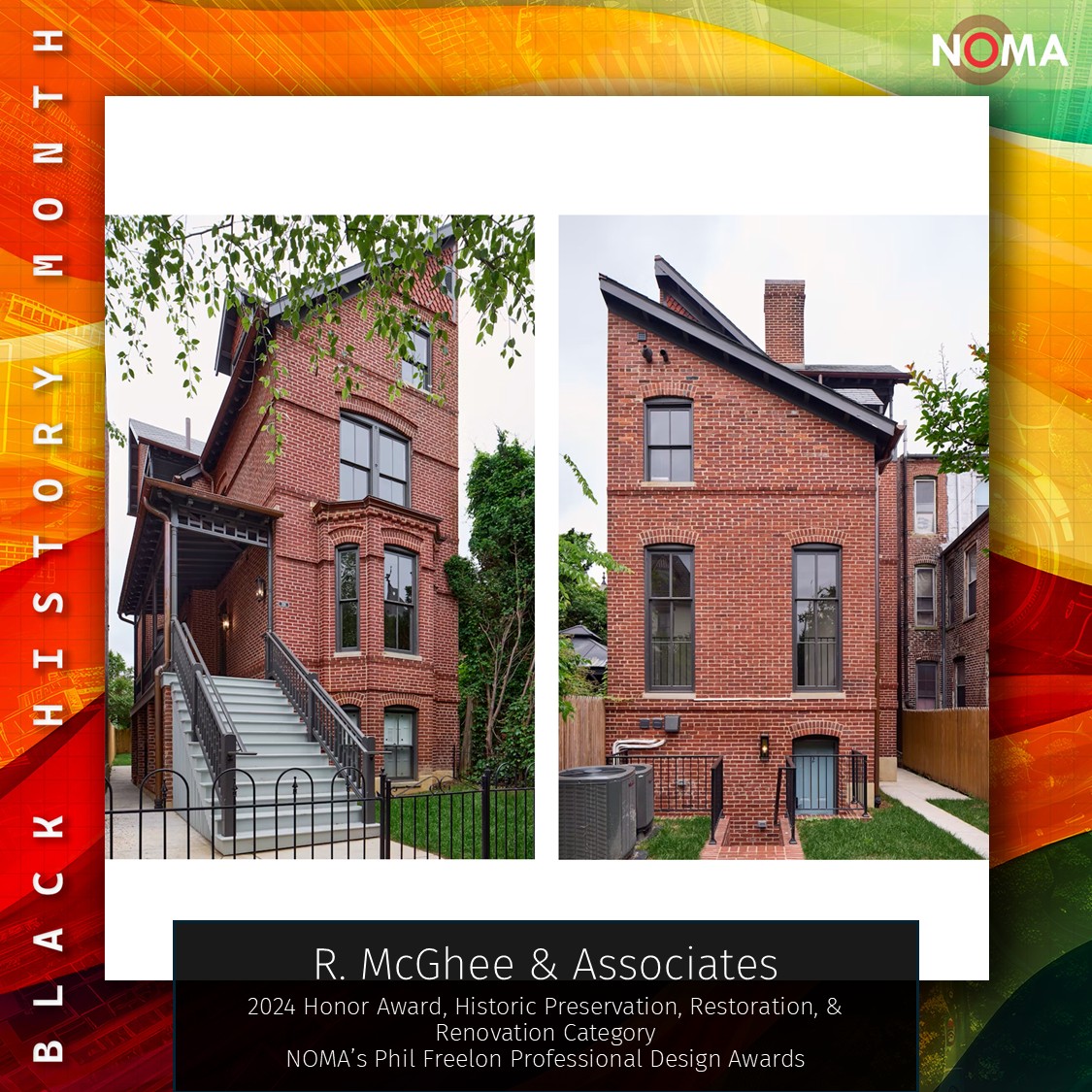 The Phil Freelon Professional Design Awards highlights some of the best design globally.

2024 Honor Award, Historic Preservation, Restoration, &amp; Renovation Category, R. McGhee &amp; Associates

#BHM #BlackHistoryMonth #SpatialJustice #Architecture #Excellence #NOMAeverywhere