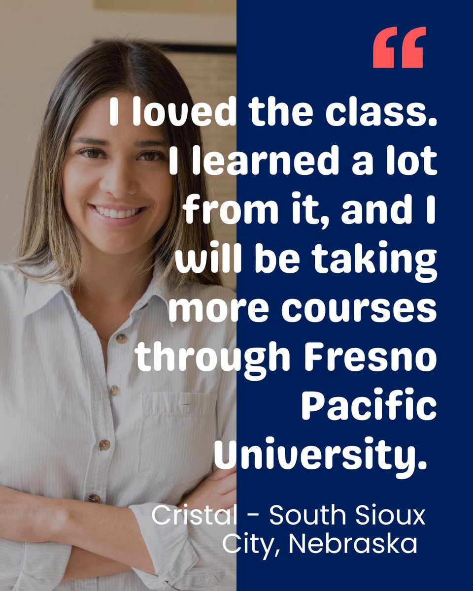 Check out the online professional development courses for educators we offer at ce.fresno.edu/educator-cours…

#continuingeducation #lifelonglearning #fresnopacific #fpu #testimony #courses #professionaldevelopment #teachers #teachingtools