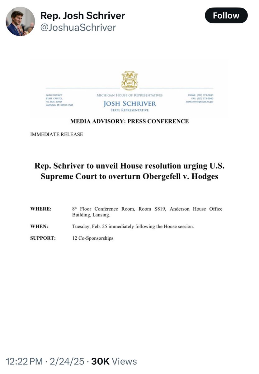 Attacking my family will not improve the lives of Michiganders. At least 12 MI House Republicans are working to overturn the basic right of LGBTQ Michiganders to marry who they love.

This is extreme and anti-family, and people need to say "hell no" to this homophobic resolution.