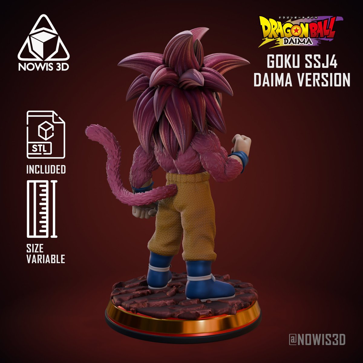 Nowis3D's tweet photo. #DragonBallDAIMA rompió el Internet haciendo canon a #GokuSsj4 y decidí recrear ese diseño en 3D para imprimirlo! 🤩
⬇️
https://t.co/6rtA6kLLYY https://t.co/fyTxjUzF5w