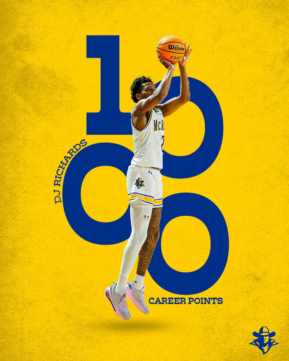 McNeeseMBB's tweet photo. Elite Company. Welcome to the 1000th-point club, DJ

#BayouBandits | #GeauxPokes https://t.co/EibmqteOOV