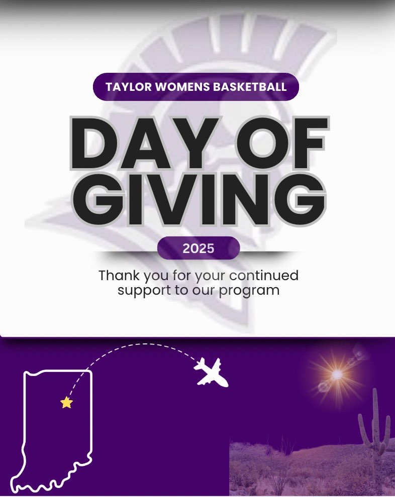 ✨GIVE DAY✨

🌵We are excited to announce that we will be traveling to AZ for two games next December.  This will be a great trip for team bonding, discipleship, and competitive games.  We appreciate your continued prayers and donations for this trip!  

taylortrojans.com/dayofgiving2025