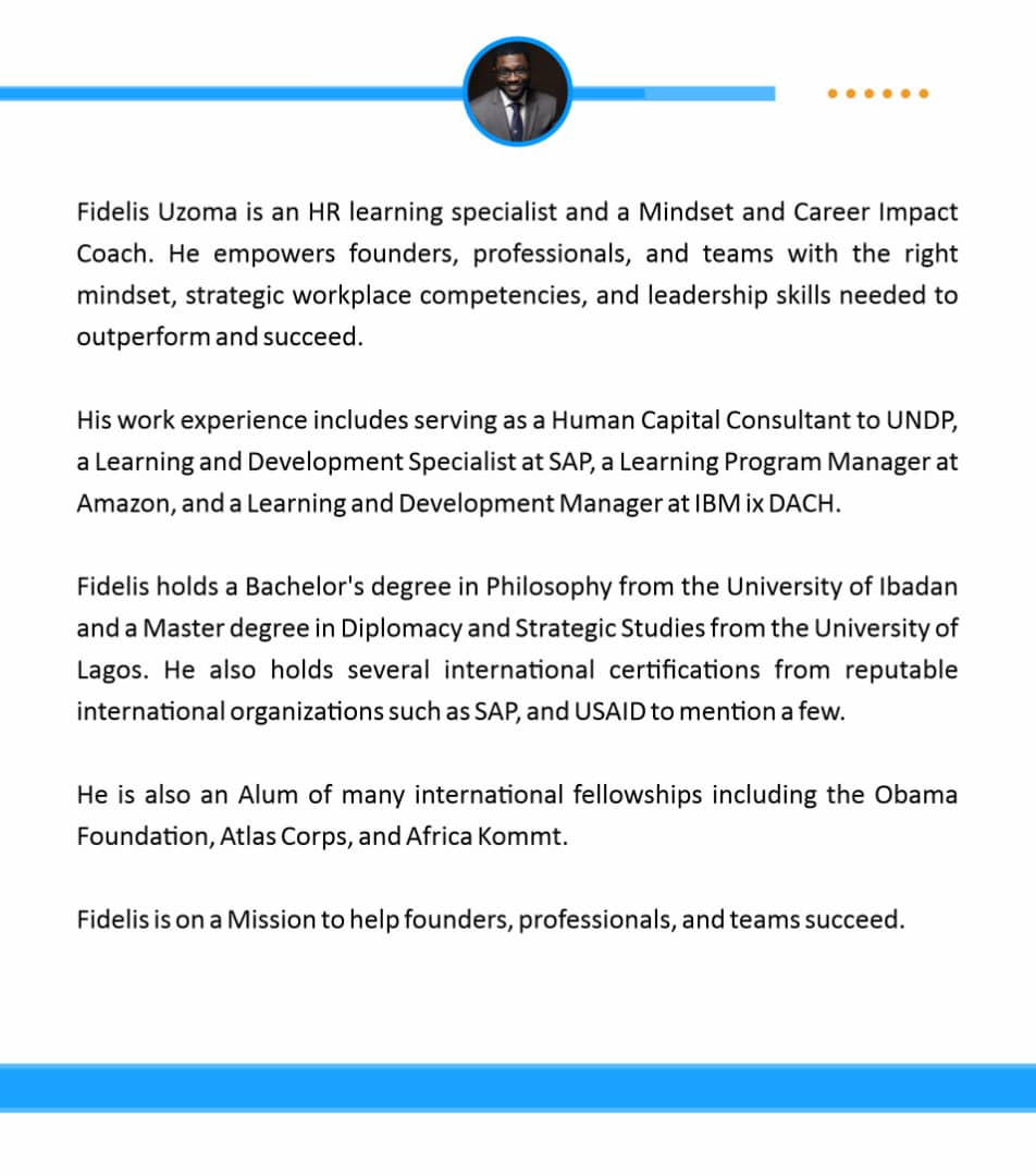 Grab this rare opportunity to learnfrom Fidelis Bonaventure Uzoma. 

Join the WhatsApp community below to learn more about the webinar .

chat.whatsapp.com/Eye5xXDdQXhJrr…