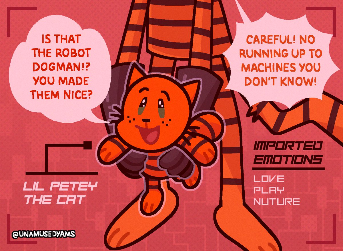 (2/4) Lil Petey meets Robodog! Hopefully they get along. 🤖🐶
#Dogman #PeteyTheCat #LilPetey