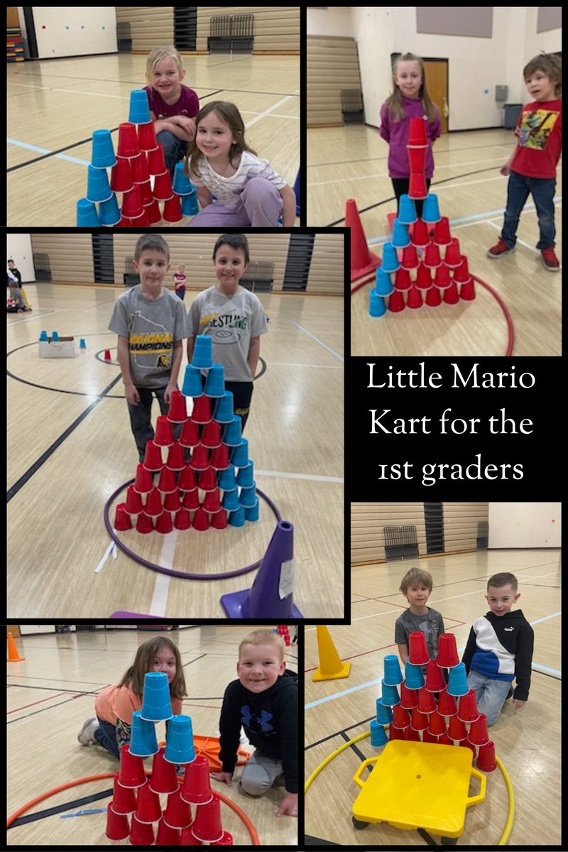 1st-grade students had to earn their driver's licenses by showing Mr. Books they could drive their cars safely. Once they earned their license, they could race around the Mario Track trying to collect supplies to create their own castles for Mario World!