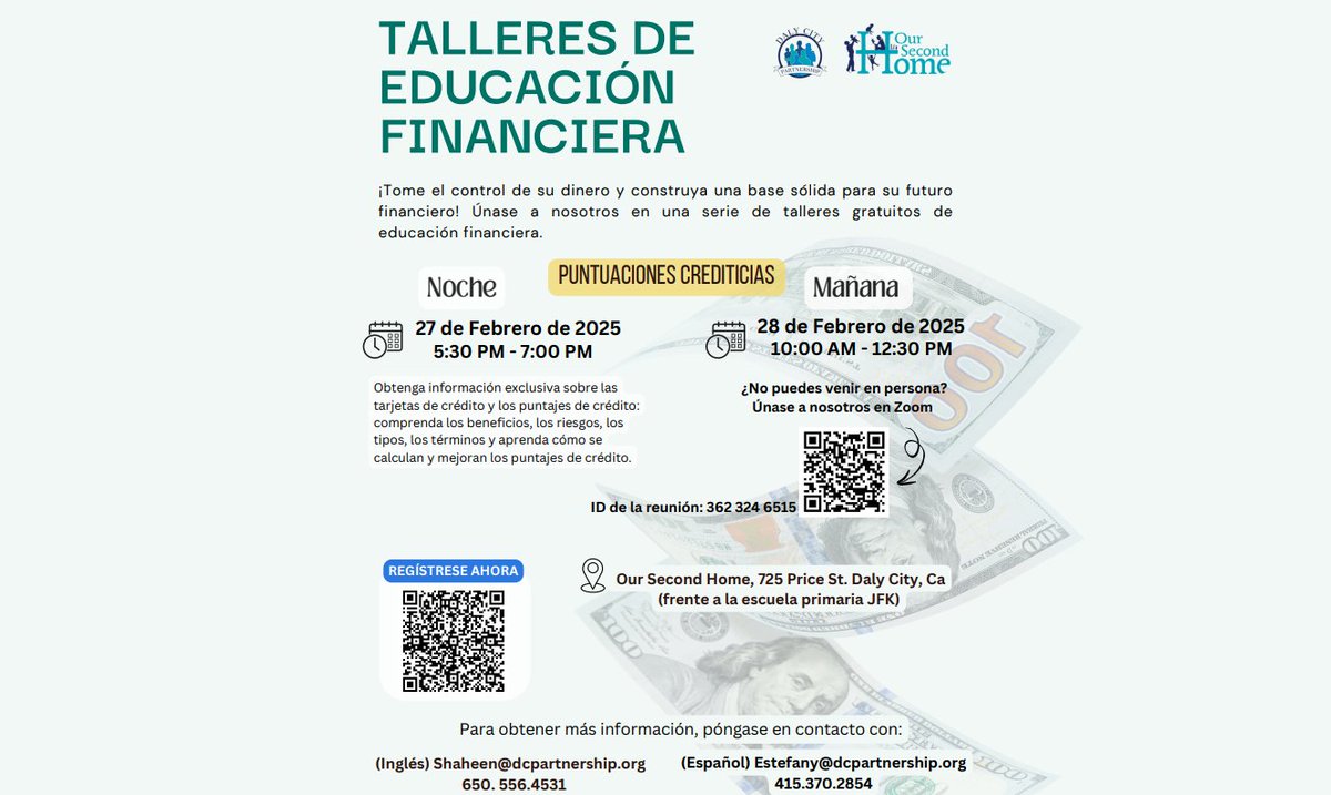 Take control of your money and build a strong foundation for your financial future! Join <a href="/DCPinfo/">Daly City Partnership</a> for a series of free Financial Literacy workshops.