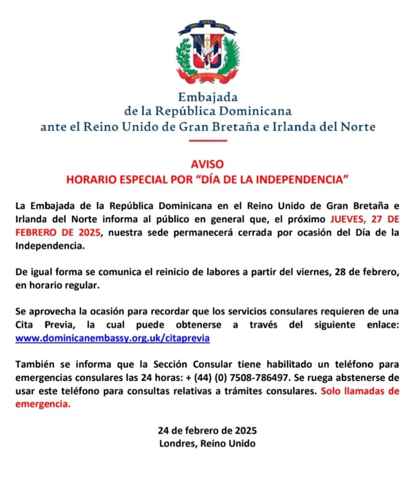 Embajada de República Dominicana en Reino Unido tweet media