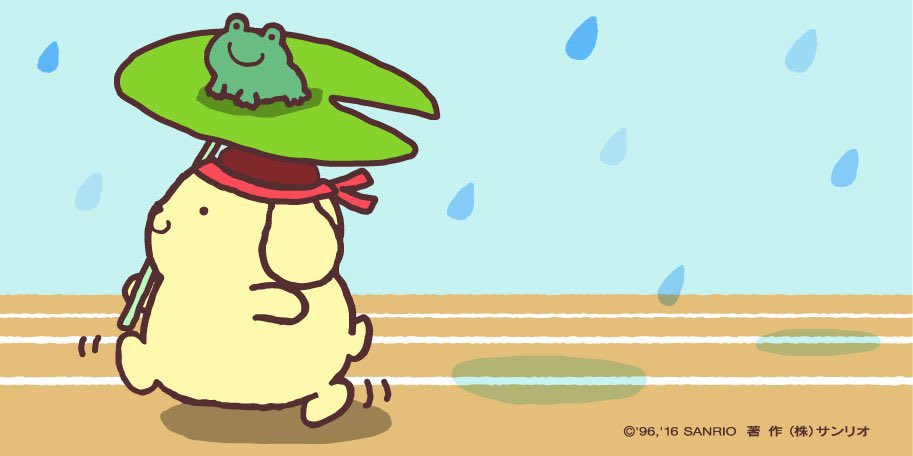 sanriodaily's tweet photo. rainy days with pompompurin and his friends muffin &amp; mint 💫 https://t.co/VOIZUvfTgX