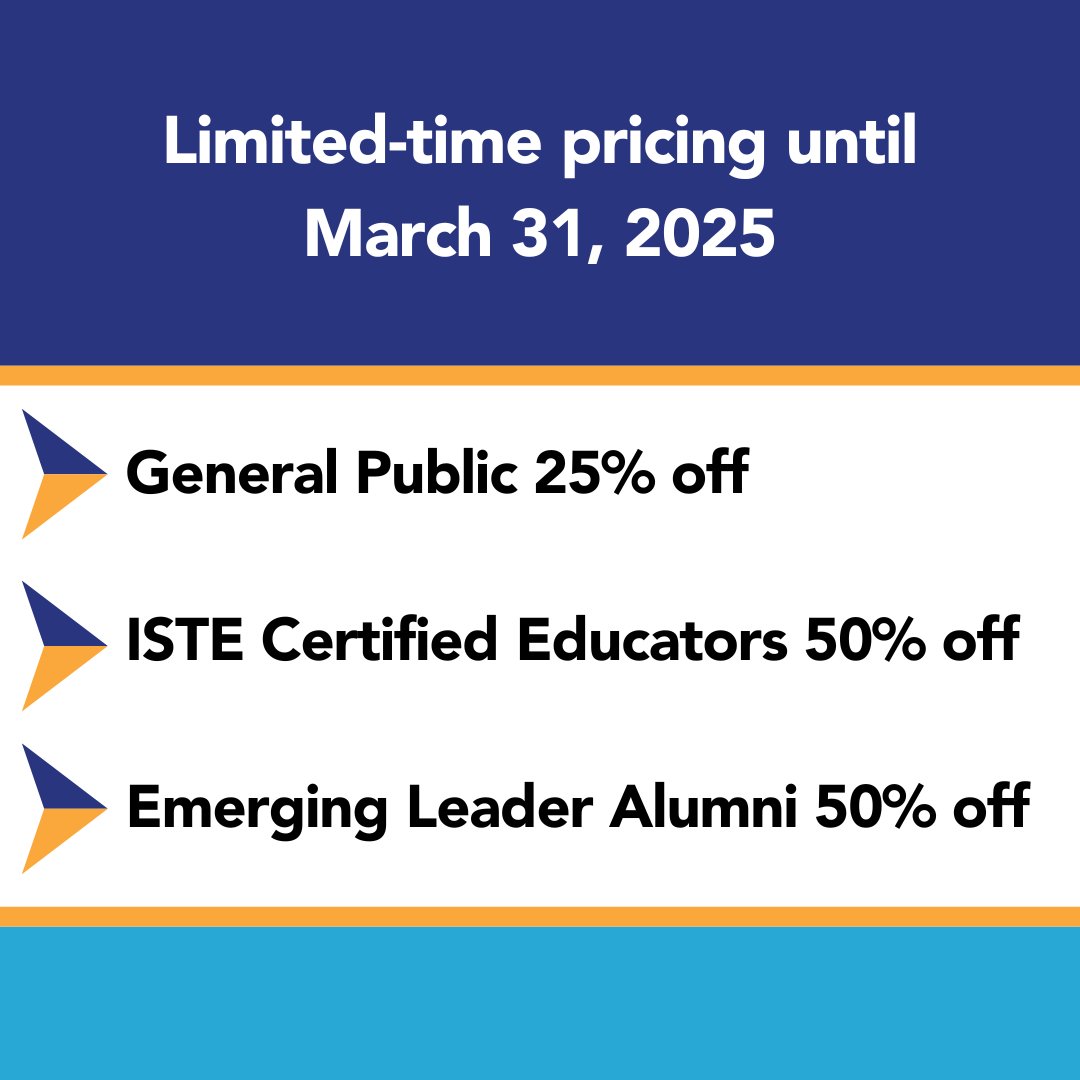ASCD (@ascd) on Twitter photo 🚀 Take your leadership to the next level! The ISTE Instructional Leader Certification cohort starts March 3, 2025—perfect for education leaders ready to drive innovation.
📅 Register now: hubs.li/Q0382gst0
#ISTEcertification #EdLeadership #PD 🚀 Take your leadership to the next level! The ISTE Instructional Leader Certification cohort starts March 3, 2025—perfect for education leaders ready to drive innovation.
📅 Register now: hubs.li/Q0382gst0
#ISTEcertification #EdLeadership #PD