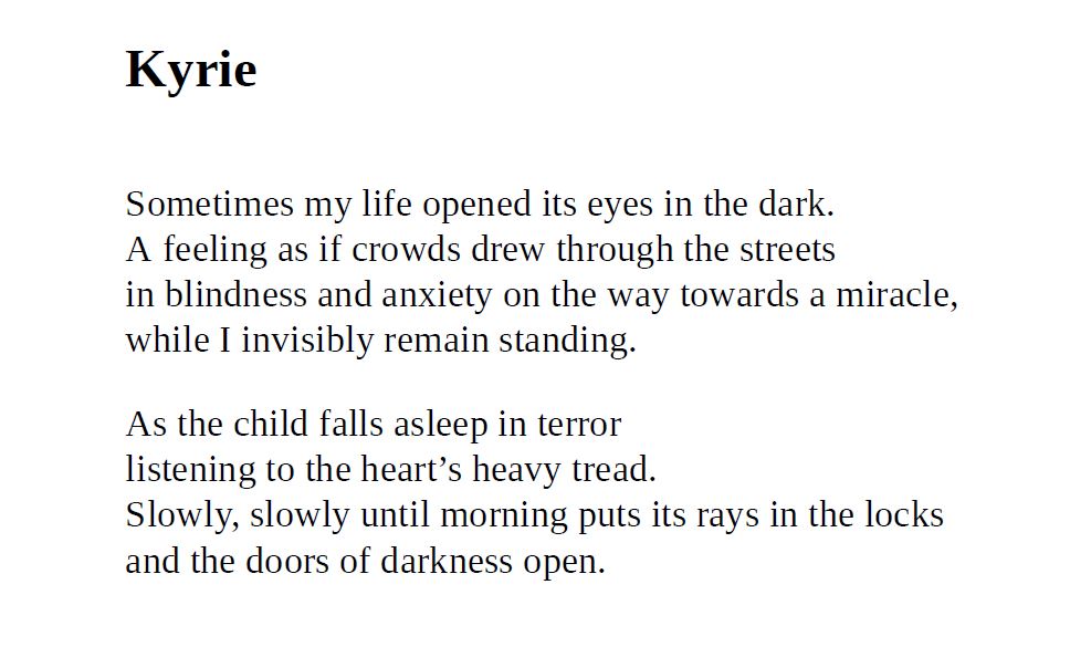 Tomas Tranströmer (translated by Robin Fulton)