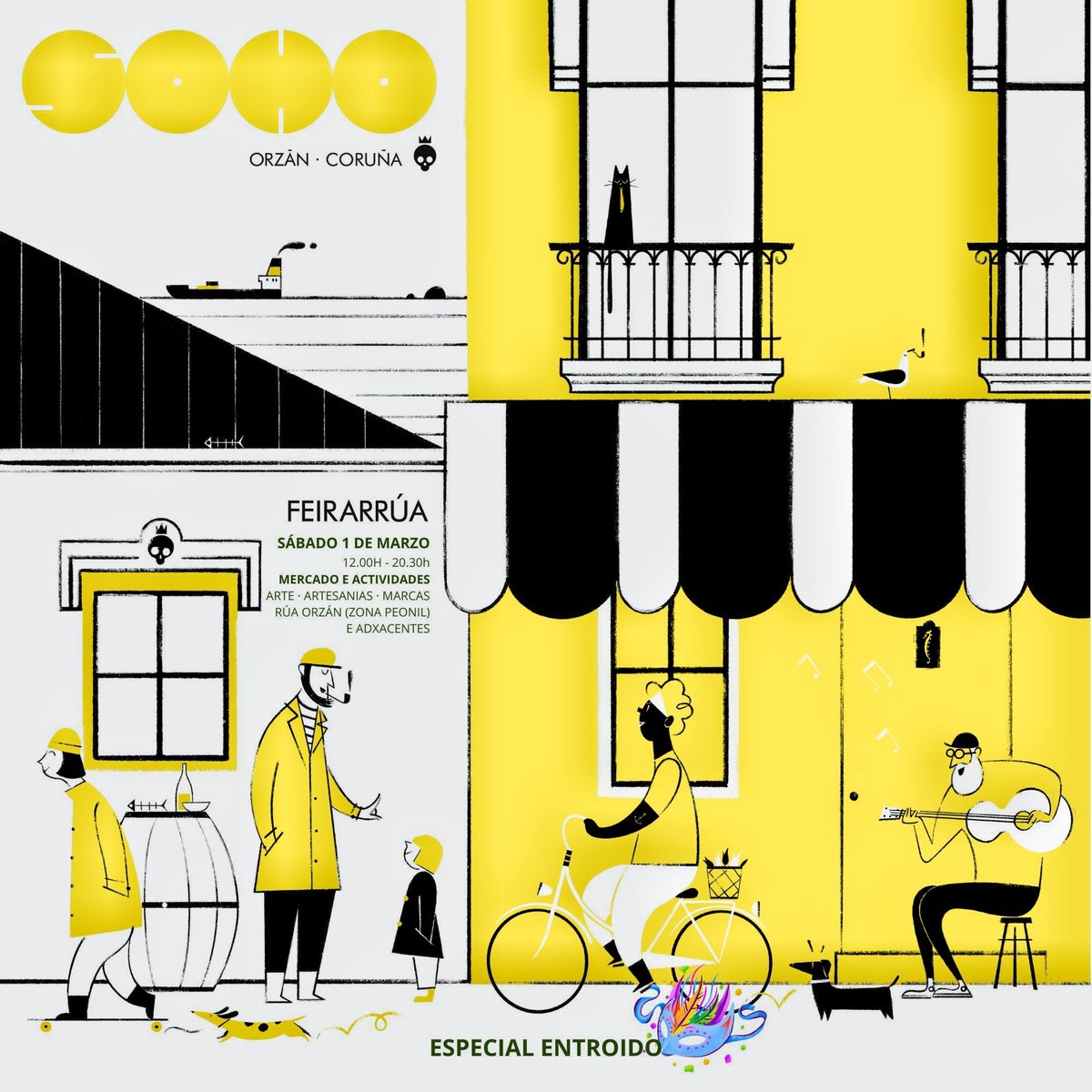 #Coruña - Este sábado #Feirarrúa 🎁 de la calle Orzán será especial con motivo del #Entroido 🎉

#Carnaval 🎊
#Antroido25 🥸
#Entroido2025 🎭
#EntroidoCoruña 🃏