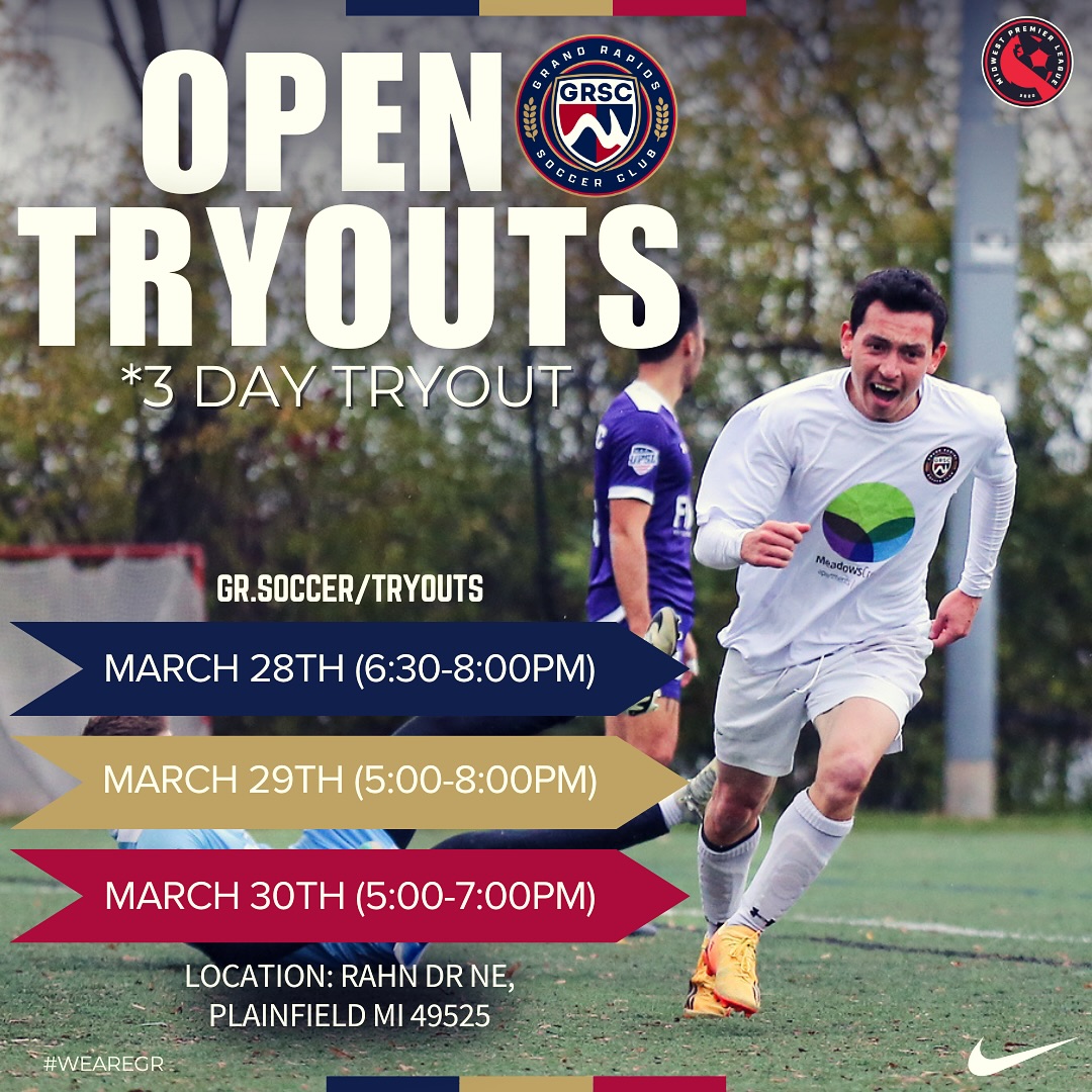 GrandRapidsSC's tweet image. Open Tryouts for GRSC are about one month away!
Limited spots available—secure yours now!

#GRSC #OpenTryouts #GrandRapidsSoccer