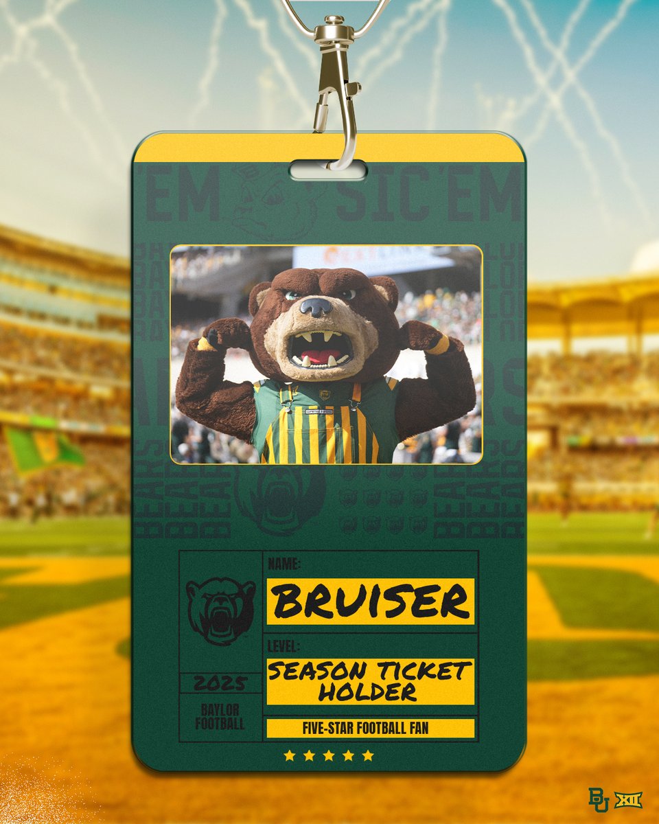 Baylor Athletics (@baylorathletics) on Twitter photo Lock up your commitment ASAP β°
The 2025 <a href="/BUFootball/">Baylor Football</a> season tickets renewals deadline is next Monday!
ποΈ baylorbea.rs/25BUFB
#SicEm Lock up your commitment ASAP β°
The 2025 <a href="/BUFootball/">Baylor Football</a> season tickets renewals deadline is next Monday!
ποΈ baylorbea.rs/25BUFB
#SicEm