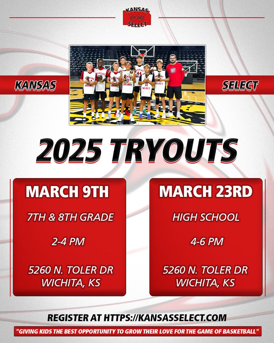 We are less than two weeks away from middle school tryouts for this spring &amp; summer!

Middle School Registration: bit.ly/4b9UUdA 
High School Registration:  bit.ly/3COdmMs