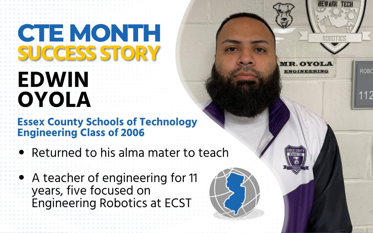 CareerTechNJ (@careertechnj) on Twitter photo Edwin Oyola enjoyed his Engineering education <a href="/schools_essex/">Essex County Schools of Technology</a> and said it led him to a career that makes him just as happy – teaching at his alma mater. The passion he developed for the subject early on makes him another #ctemonth Success Story.
tinyurl.com/4mersy3x Edwin Oyola enjoyed his Engineering education <a href="/schools_essex/">Essex County Schools of Technology</a> and said it led him to a career that makes him just as happy – teaching at his alma mater. The passion he developed for the subject early on makes him another #ctemonth Success Story.
tinyurl.com/4mersy3x