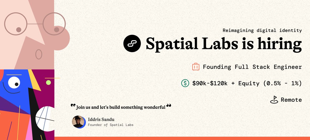The infamous <a href="/iddris_sandu/">iddris</a>  is looking for a 0  -&gt; 1 Founding Full Stack Engineer to join the team over at <a href="/spatial_labs/">Spatial Labs</a>. Take a listen to Iddris himself explain the job in the post!
 
What is Spatial Labs? 🤔
Spatial Labs has built the "Circle" platform where they are